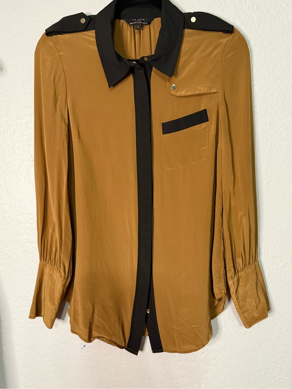 Ted Baker Black-Collar Mustard Blouse
